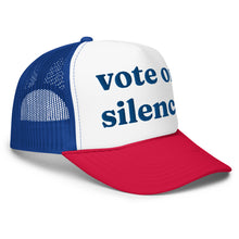 Load image into Gallery viewer, VOTE OR SILENCE (blue) trucker hat
